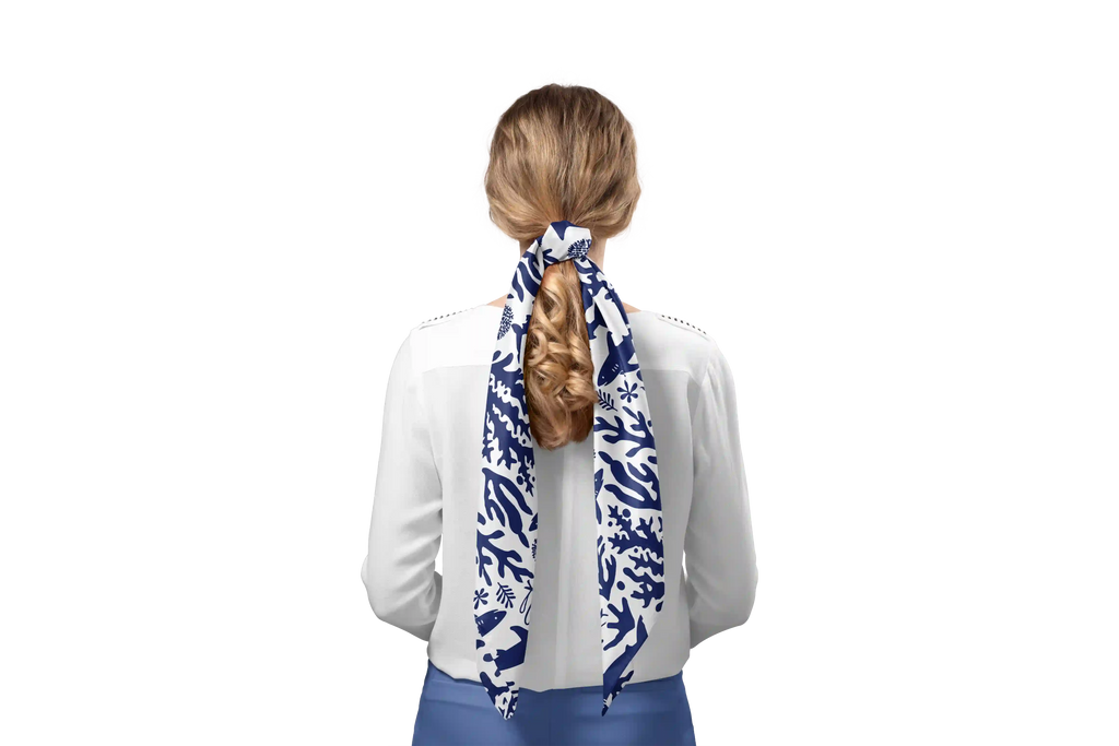 BLUE SHARKS&CORALS HO SCARF 150X48