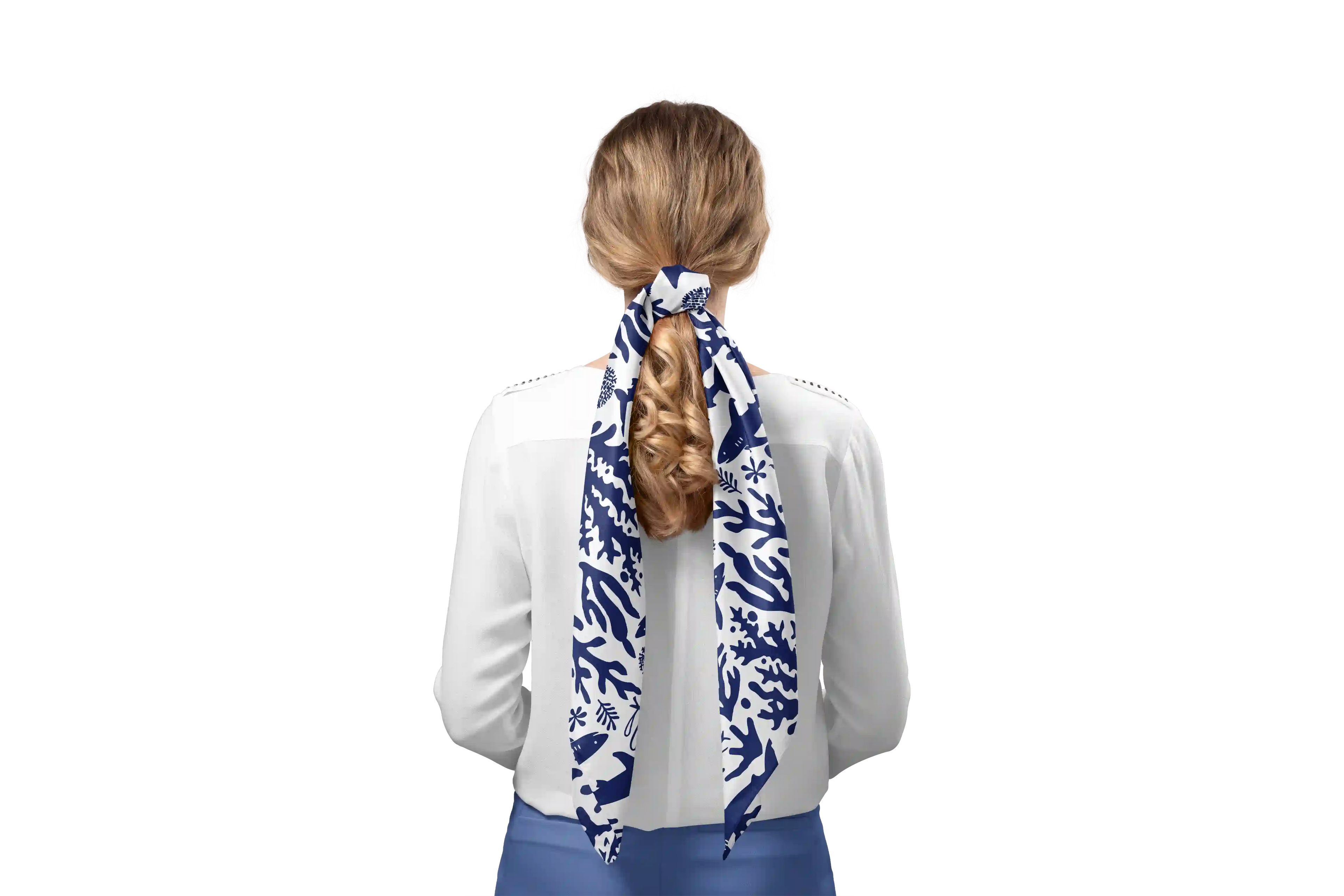 BLUE SHARKS&CORALS HO SCARF 150X48