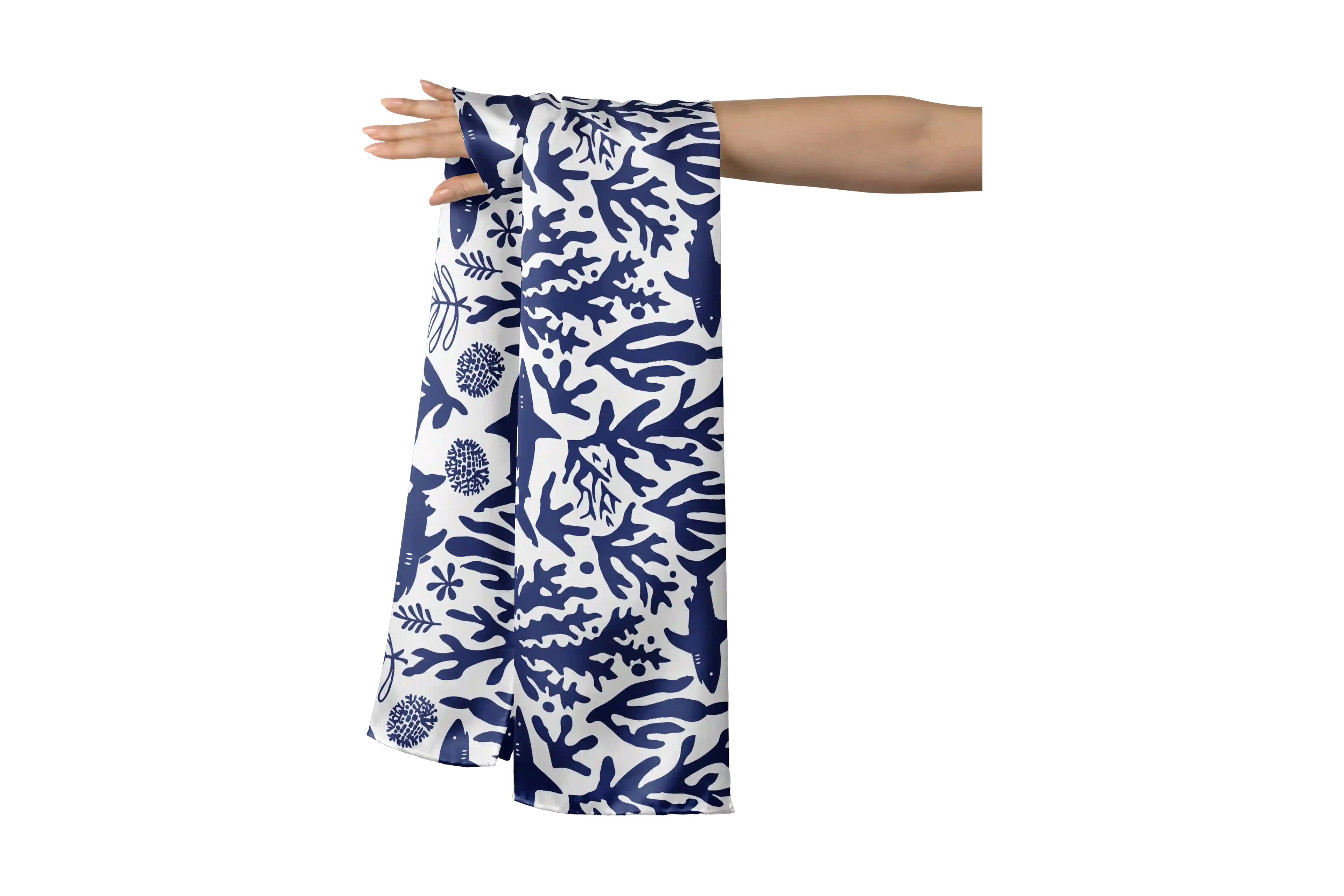 BLUE SHARKS&CORALS HO SCARF 150X48