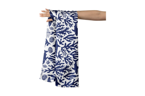 BLUE SHARKS&CORALS HO SCARF 150X48