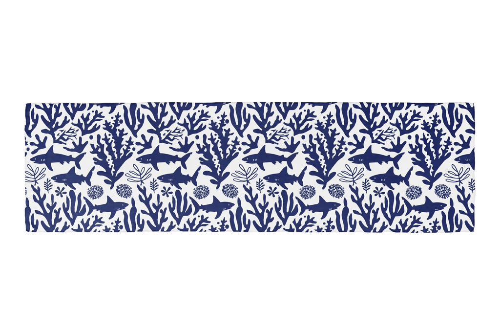 BLUE SHARKS&CORALS HO SCARF 150X48