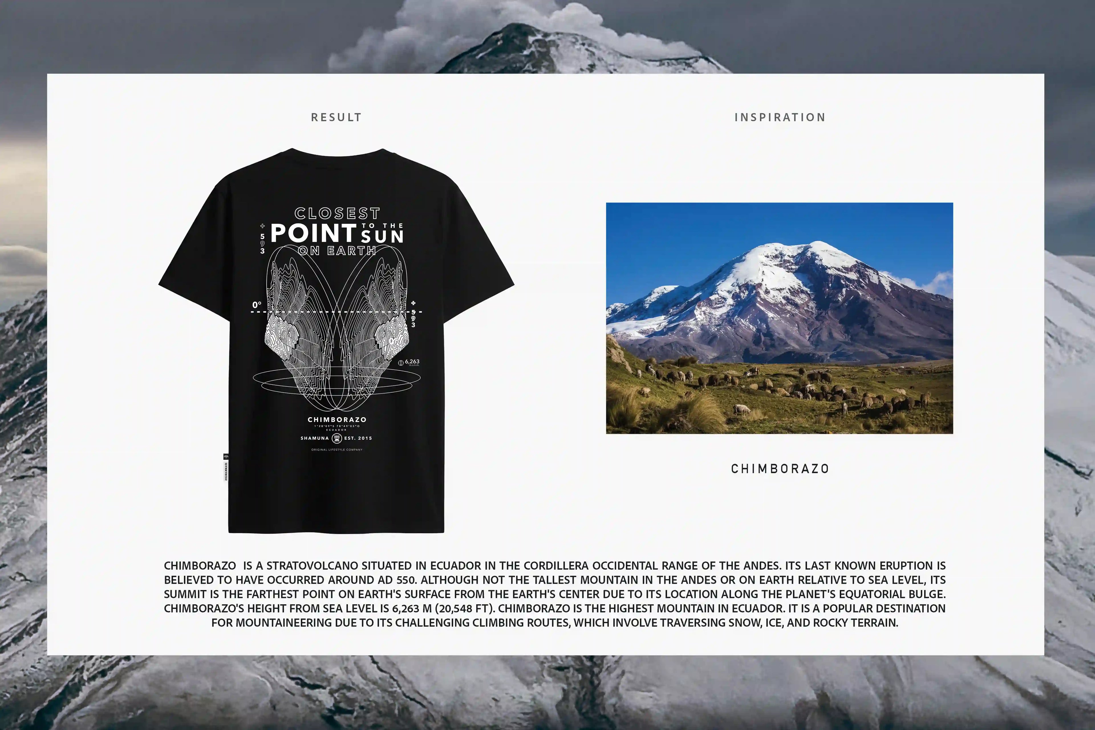 CHIMBORAZO TOPOGRAPHIC - BLACK T SHIRT