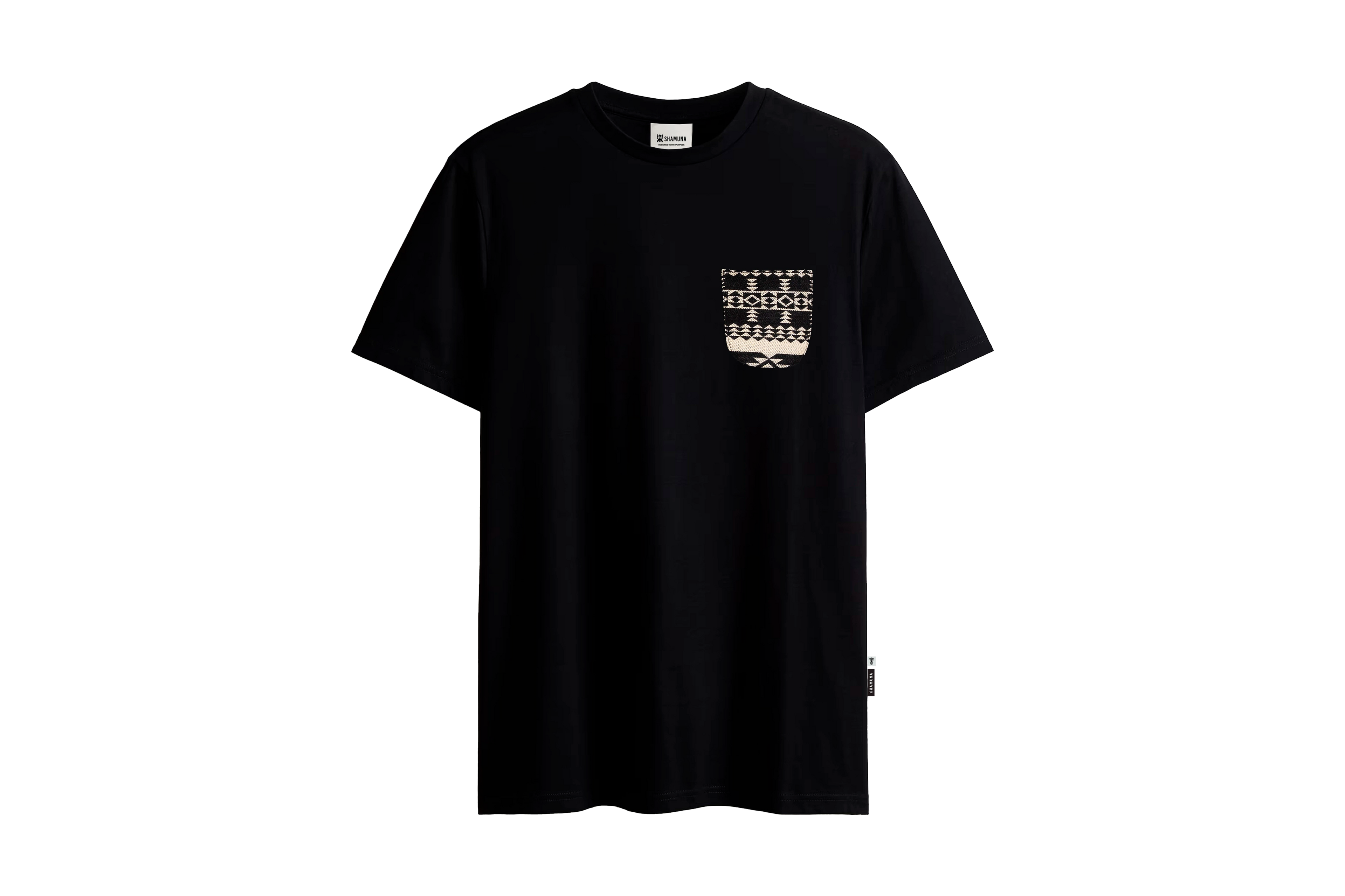 ETHNIC POCKET BLACK T-SHIRT 01