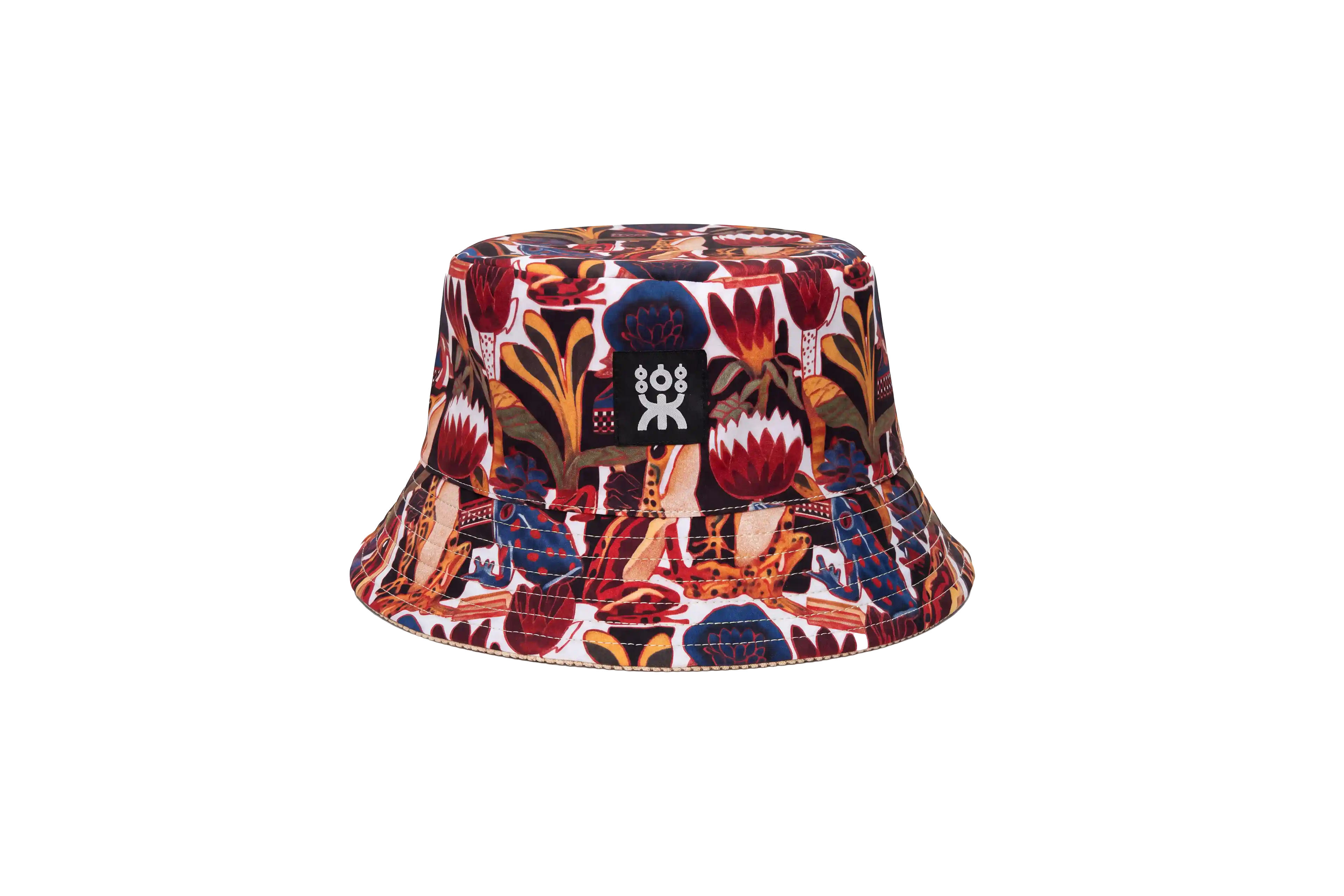 FROGS&PLANTS REVERSIBLE BUCKETHAT PRINT&BEIGE