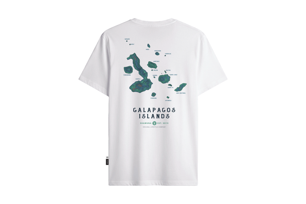 GALAPAGOS SATELLITE MAP RAW T-SHIRT