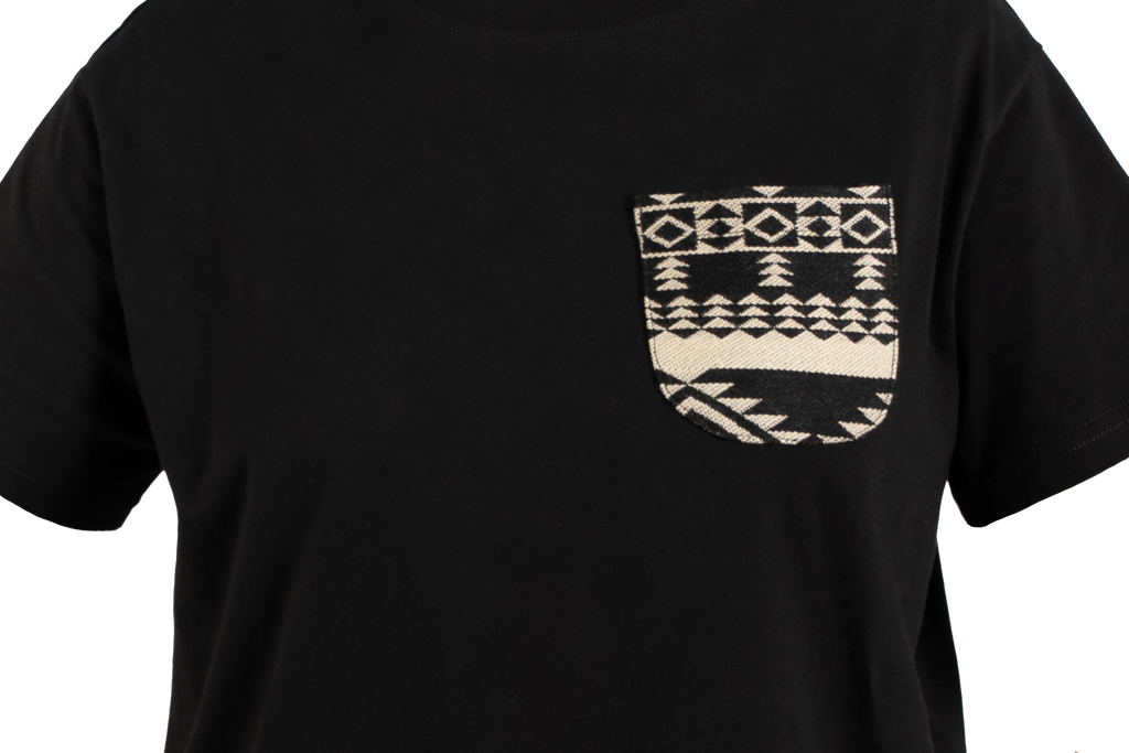 W ETHNIC POCKET BLACK T-SHIRT 01