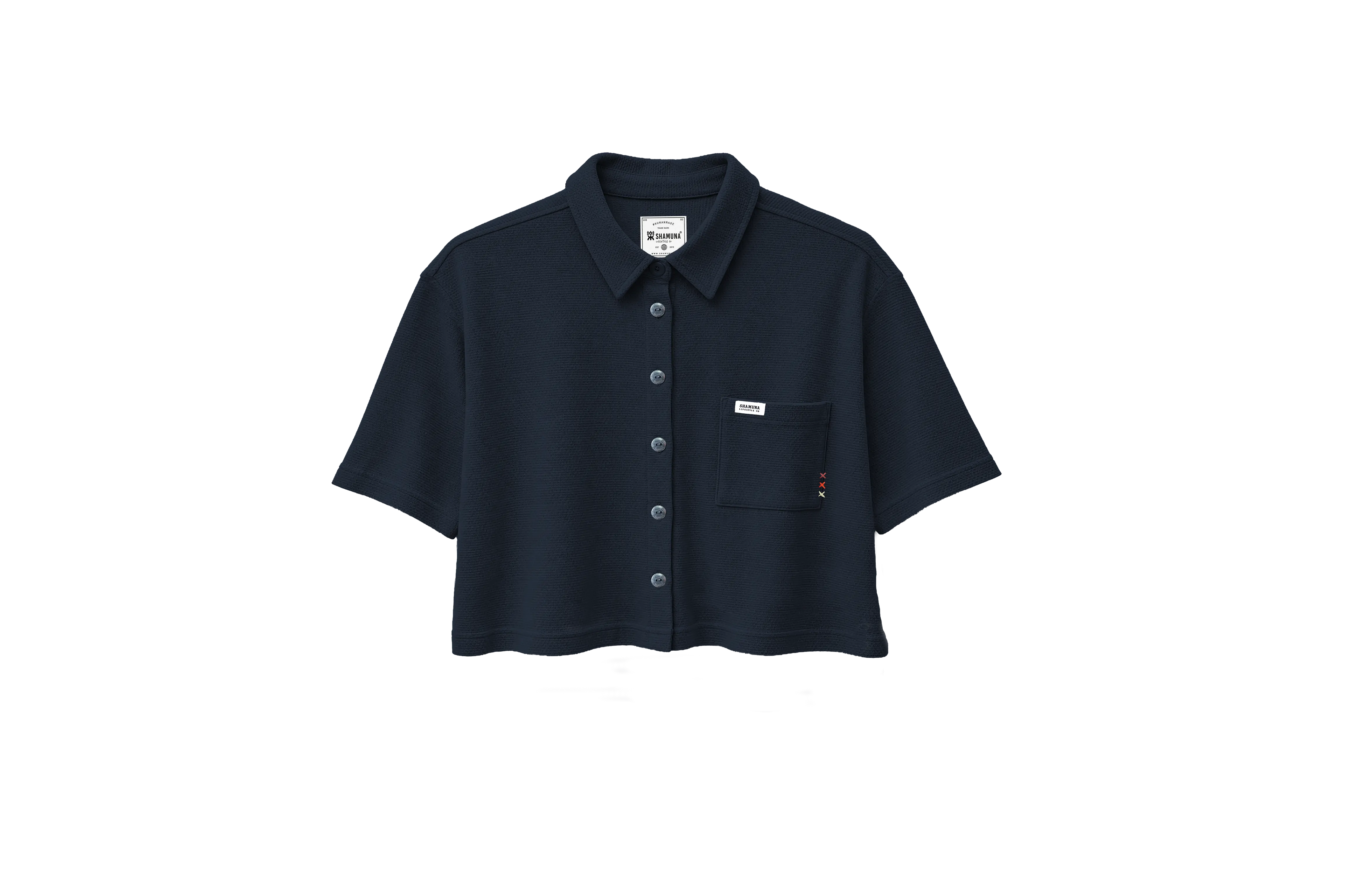 W MANGLAR SHIRT CROP MC BLUE