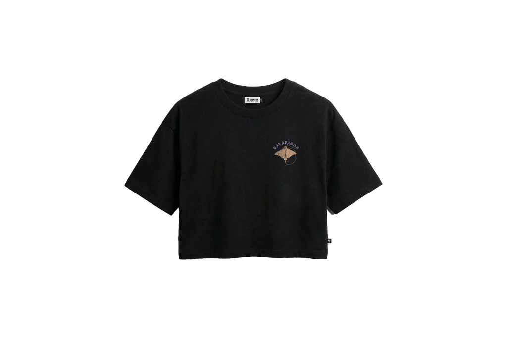 W SPOOTED EAGLE RAY BLACK CROP TOP