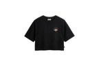 W SPOOTED EAGLE RAY BLACK CROP TOP