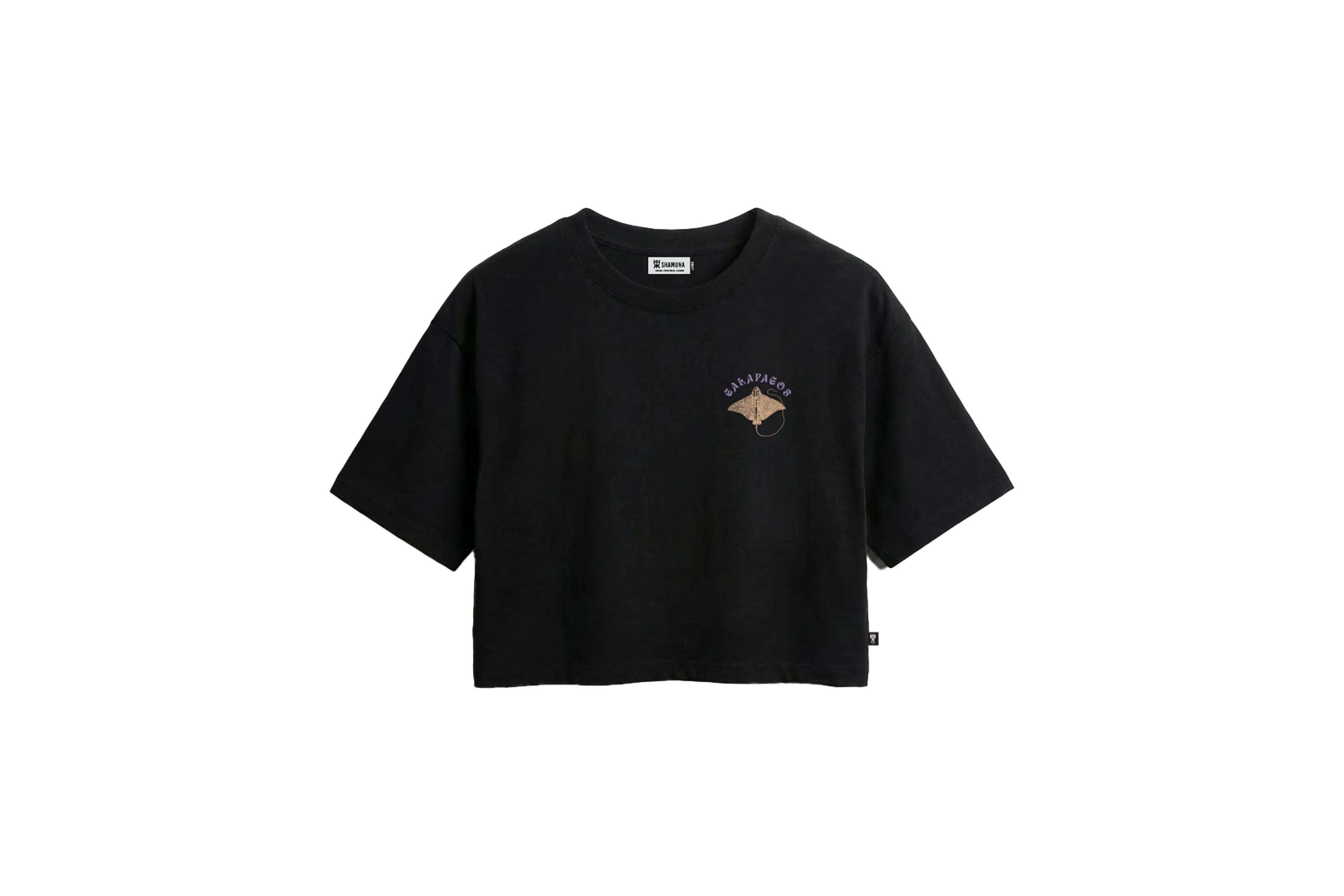 W SPOOTED EAGLE RAY BLACK CROP TOP