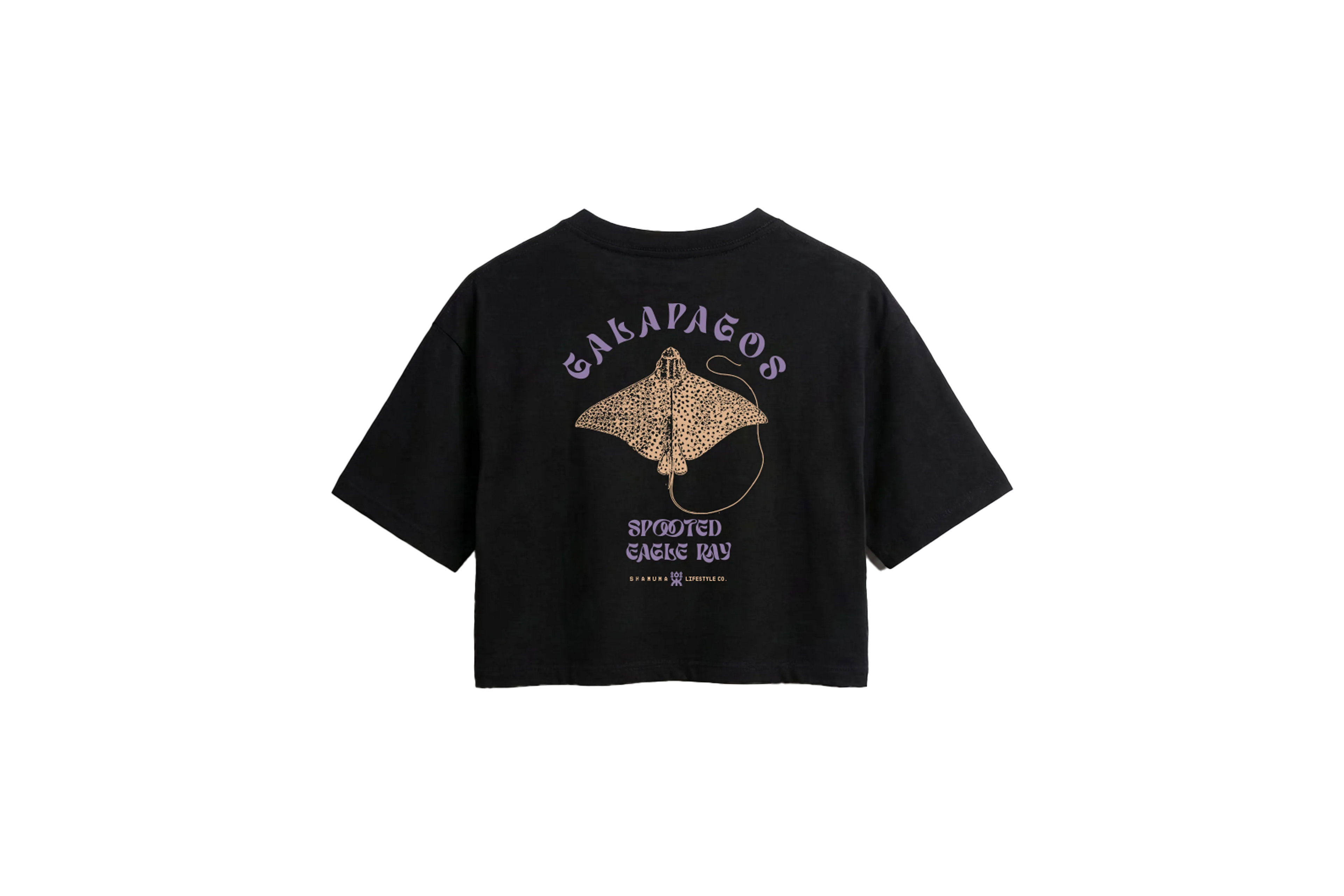 W SPOOTED EAGLE RAY BLACK CROP TOP