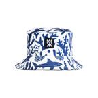 BLUE SHARKS&CORALS REVERSIBLE BUCKETHAT BLACK
