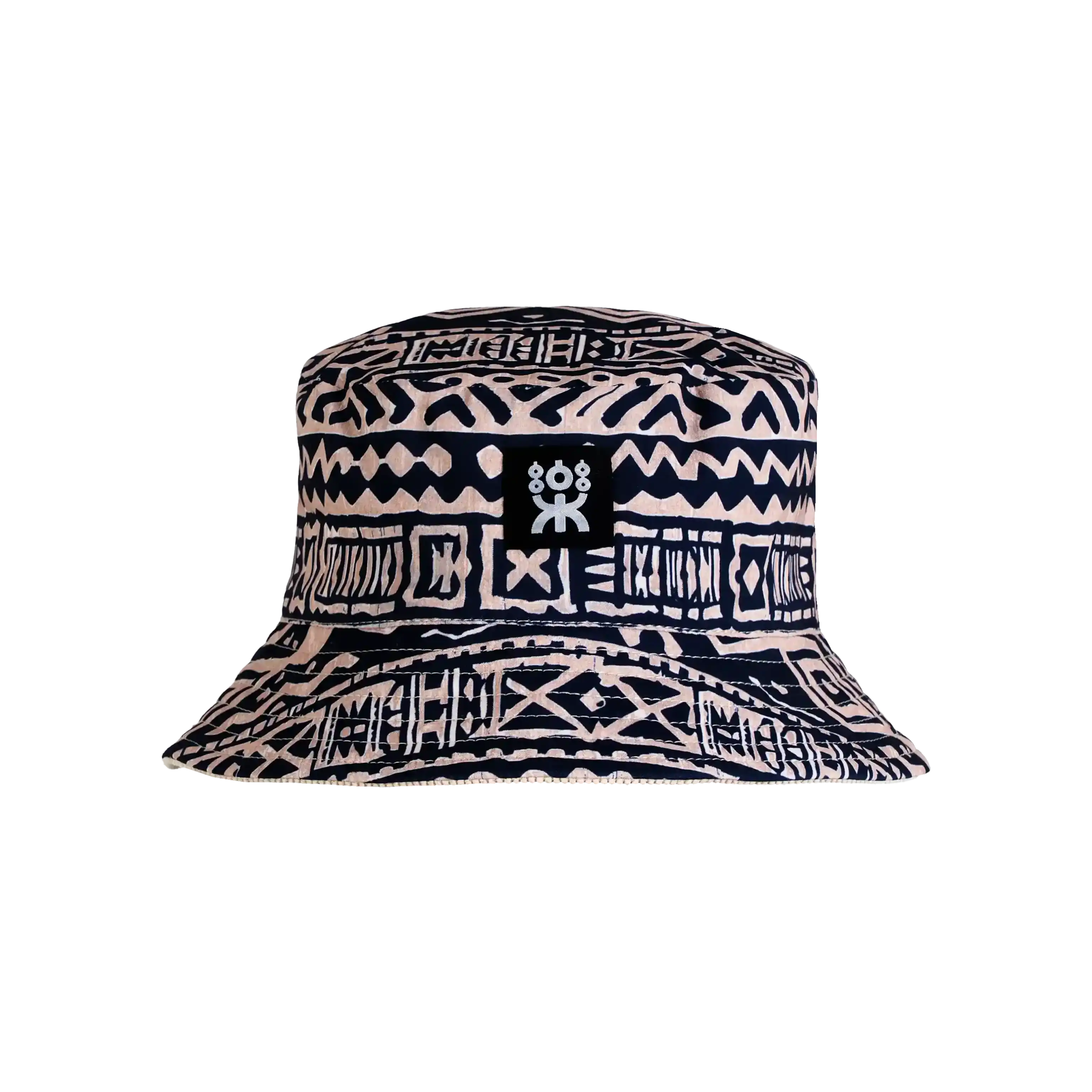 BLUE TRIBAL REVERSIBLE BUCKETHAT SAND
