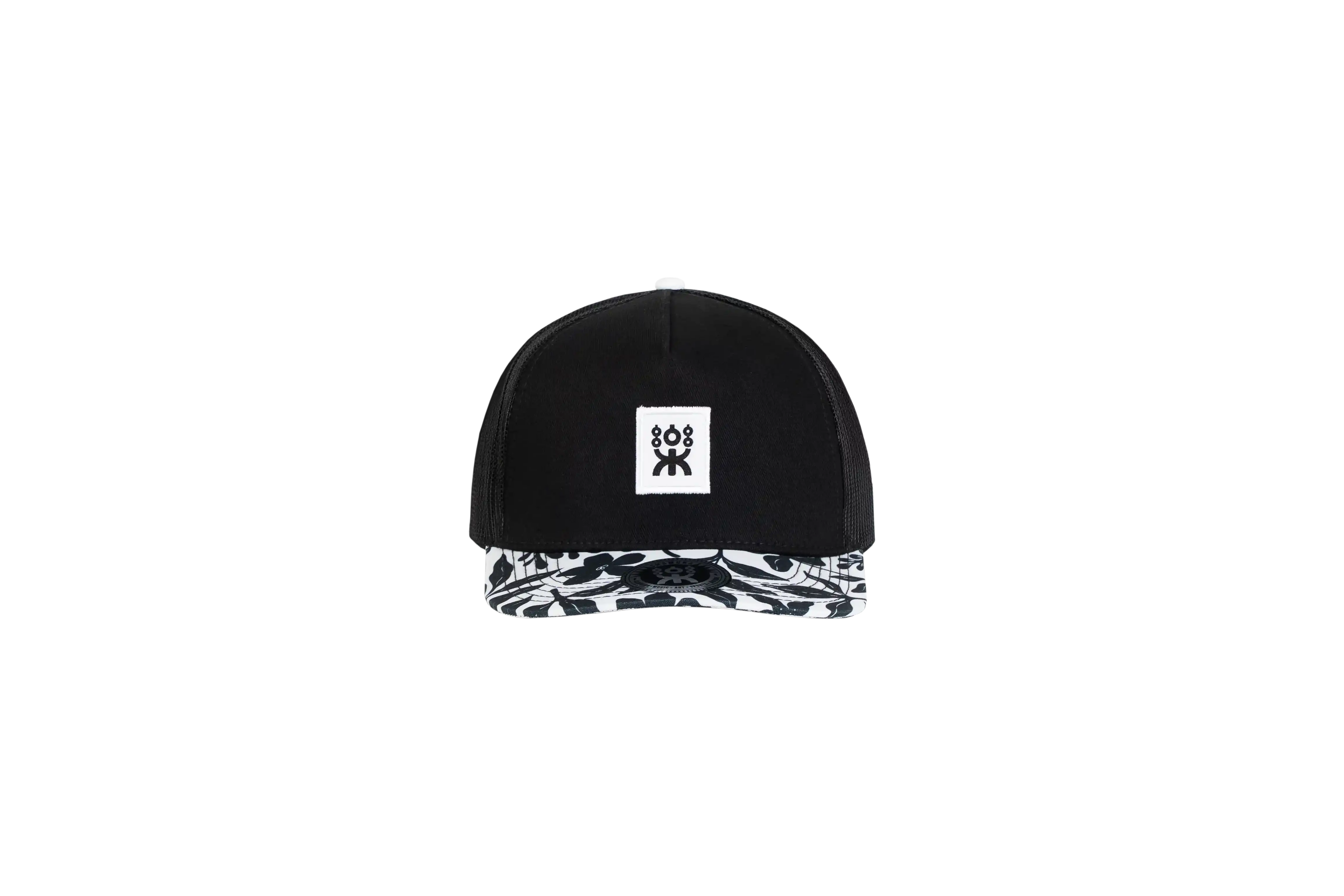 FLAT TRUCKER BLACK FLOWERS BRIM
