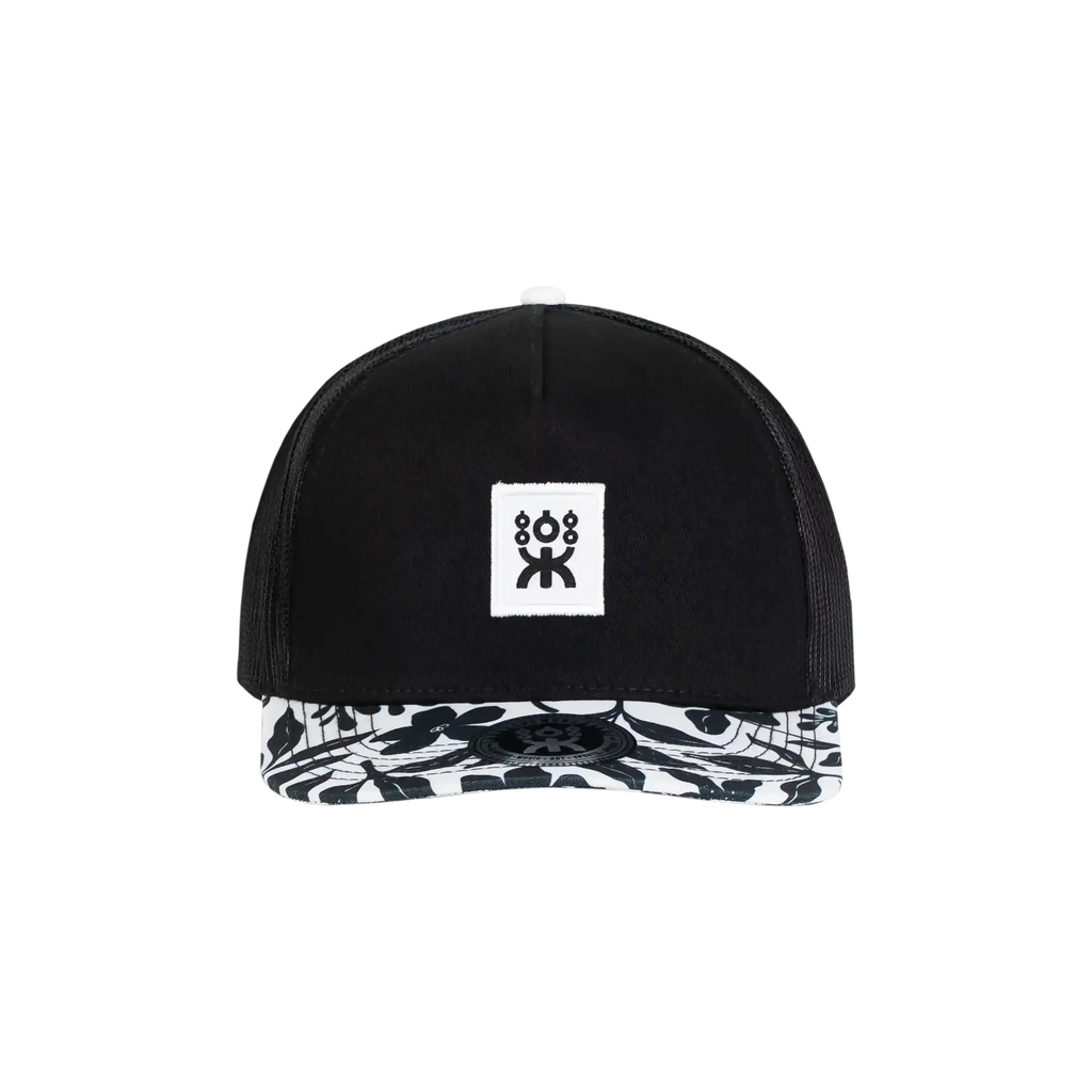 FLAT TRUCKER BLACK FLOWERS BRIM