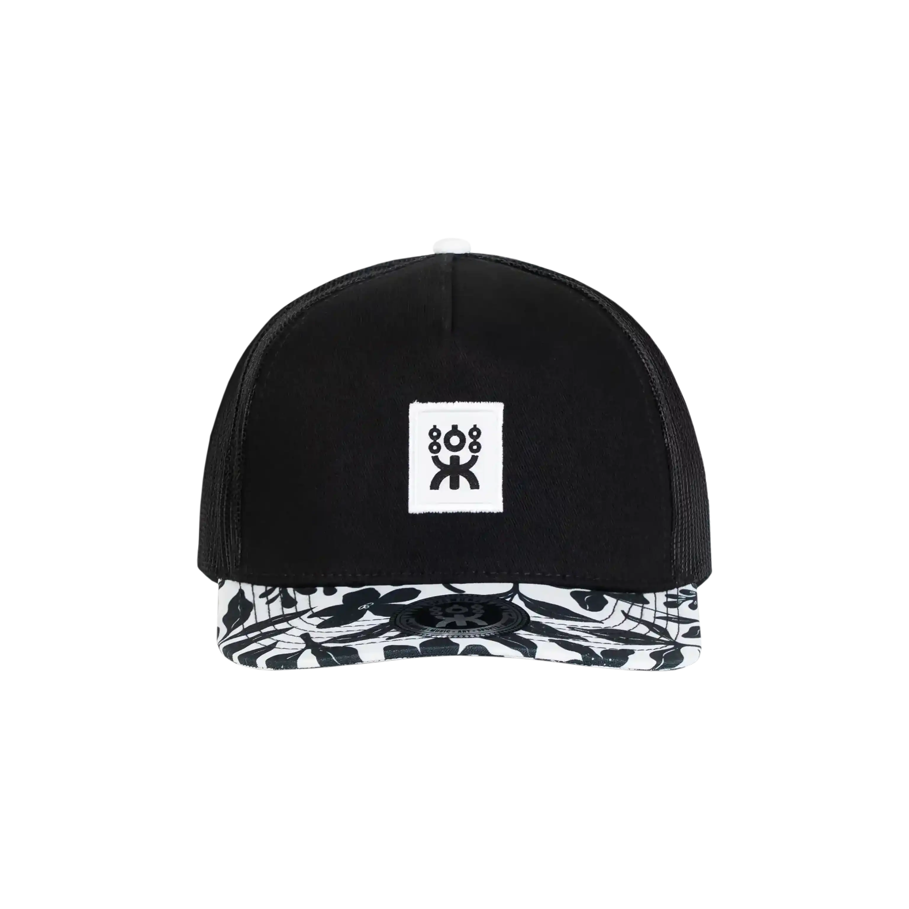 FLAT TRUCKER BLACK FLOWERS BRIM