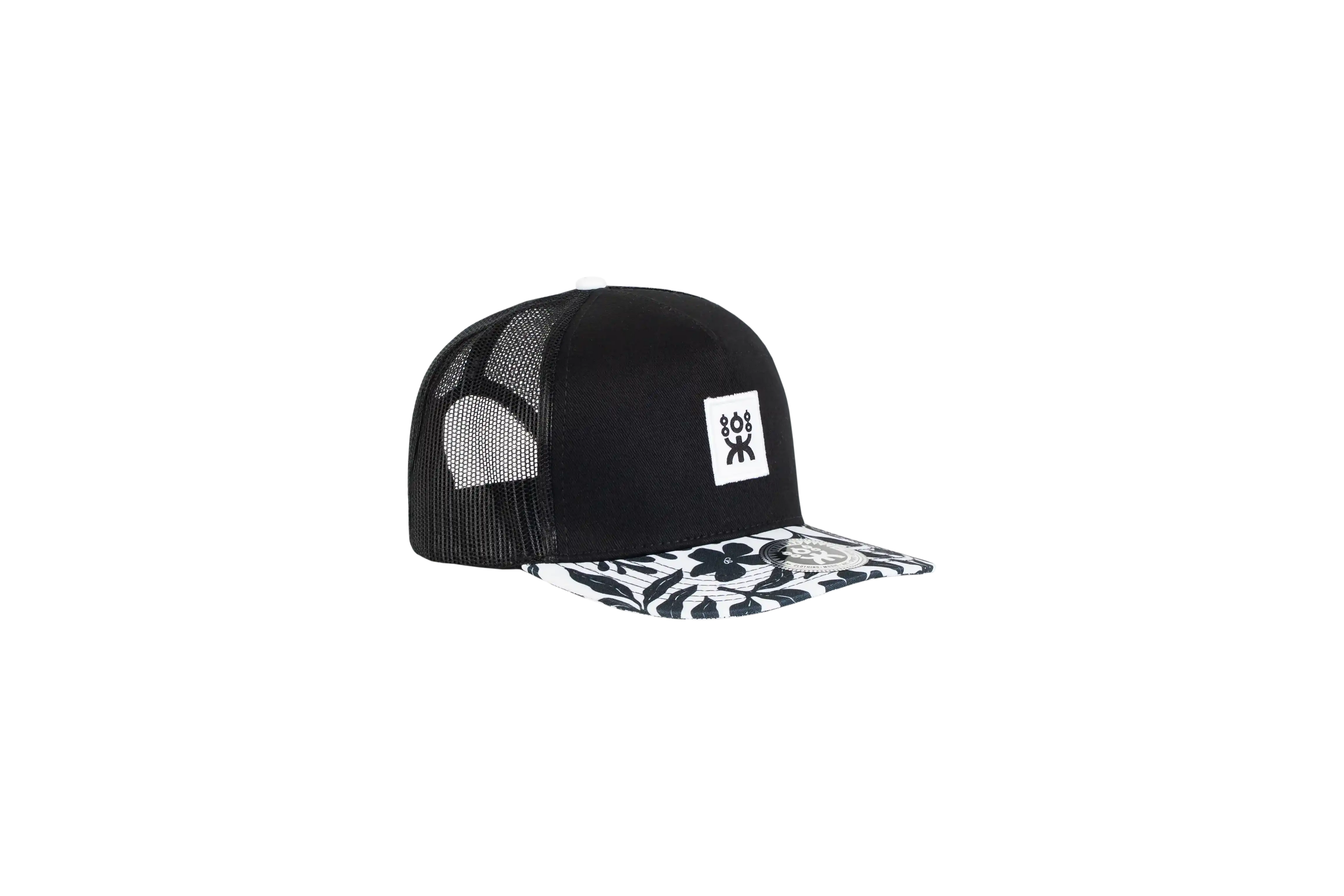 FLAT TRUCKER BLACK FLOWERS BRIM
