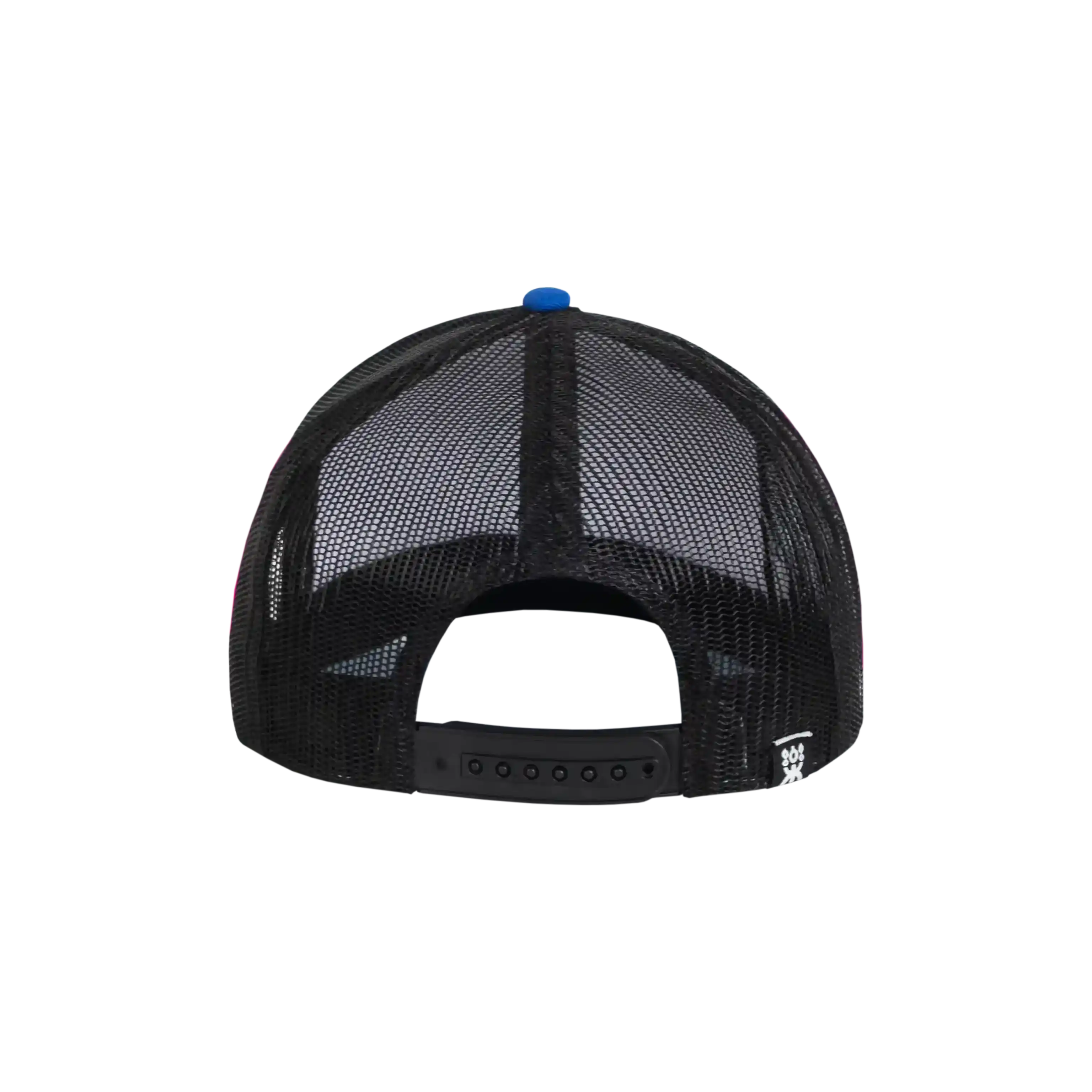 FLAT TRUCKER WHITE & BLACK FLOWERS BLUE BRIM